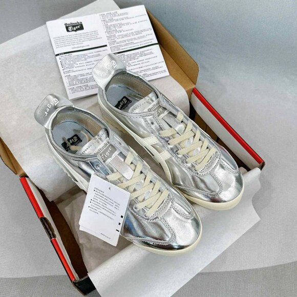 Onitsuka Tiger by Asics Silver and White Sneakers - Picture 3 of 4